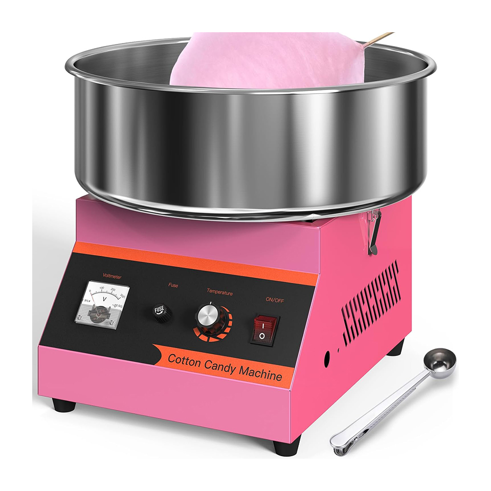 Candy Floss Machine - เครื่องทำสายไหมไฟฟ้า MHT2 1000W รุ่นเชิงพาณิชย์ สไตล์เรโทร พร้อมที่ตักน้ำตาลและโถสแตนเลส
