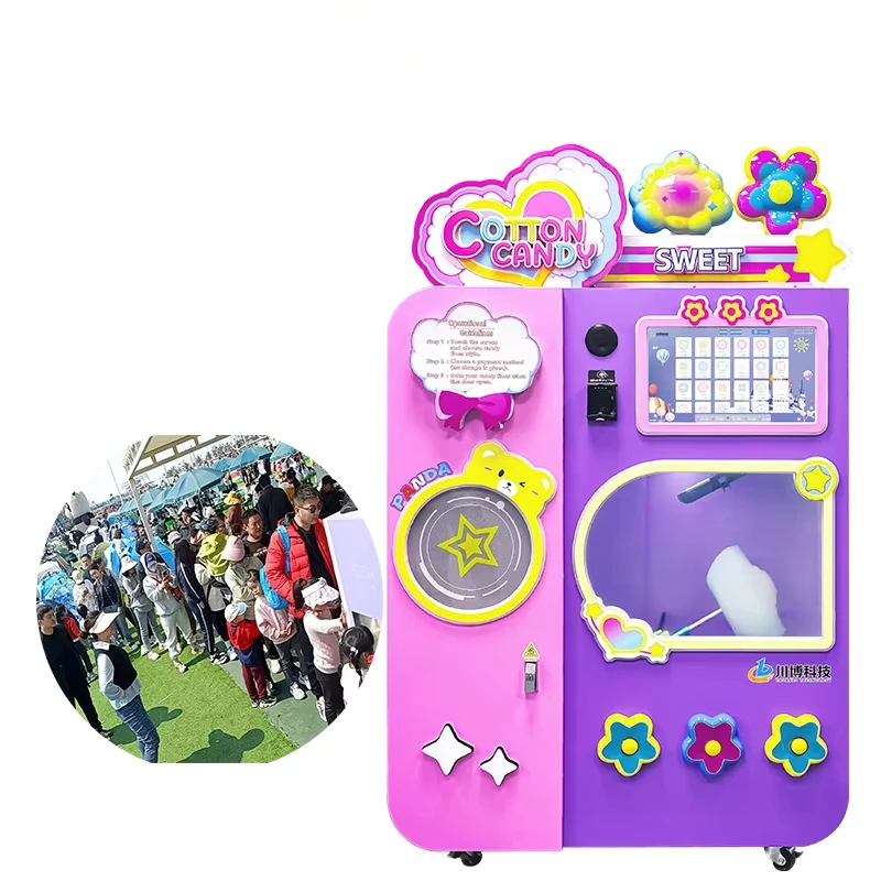 Candy Floss Machine - เครื่องทำสายไหมแบบกำหนดเองได้ รุ่นล่าสุด อัตโนมัติเต็มรูปแบบ สีชมพูและสีฟ้า สำหรับธุรกิจในจีน
