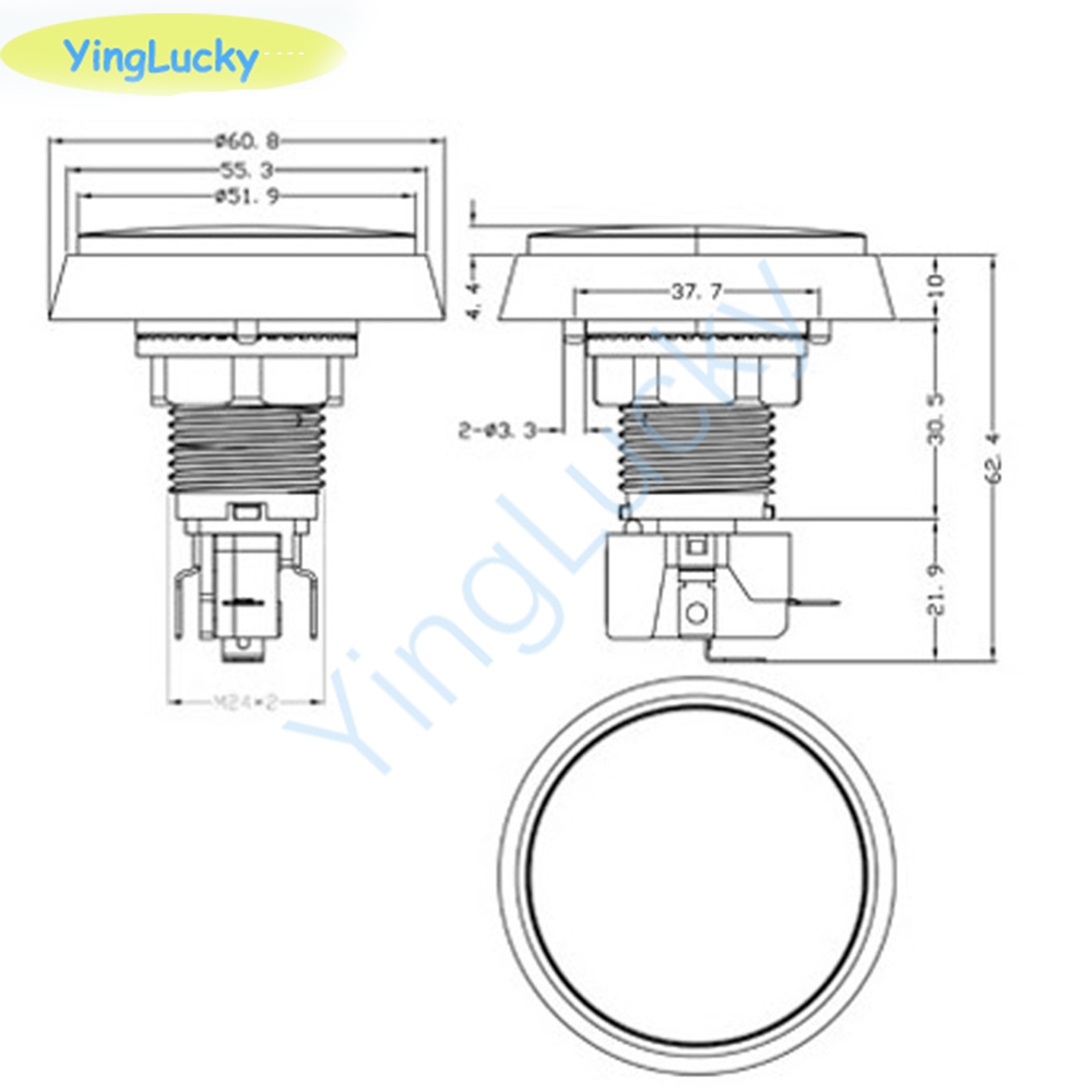 10ชิ้นปุ่มอาเขตใหญ่60มม. หลอดไ - Coin Acceptor Selector บทวิจารณ์และราคา